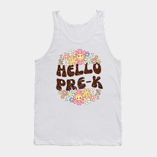 Groovy Hello Pre-k Vibes Retro Teacher Back To School Tank Top